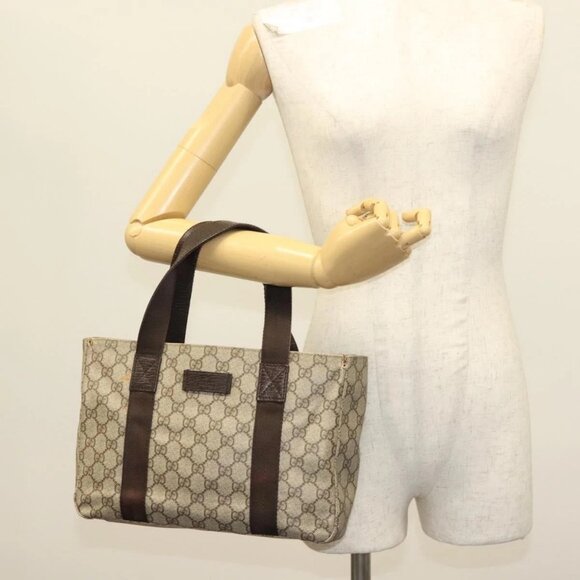 GUCCI GG Supreme Tote Bag PVC Beige Silver 141976 Auth bs28870 - Picture 3 of 16